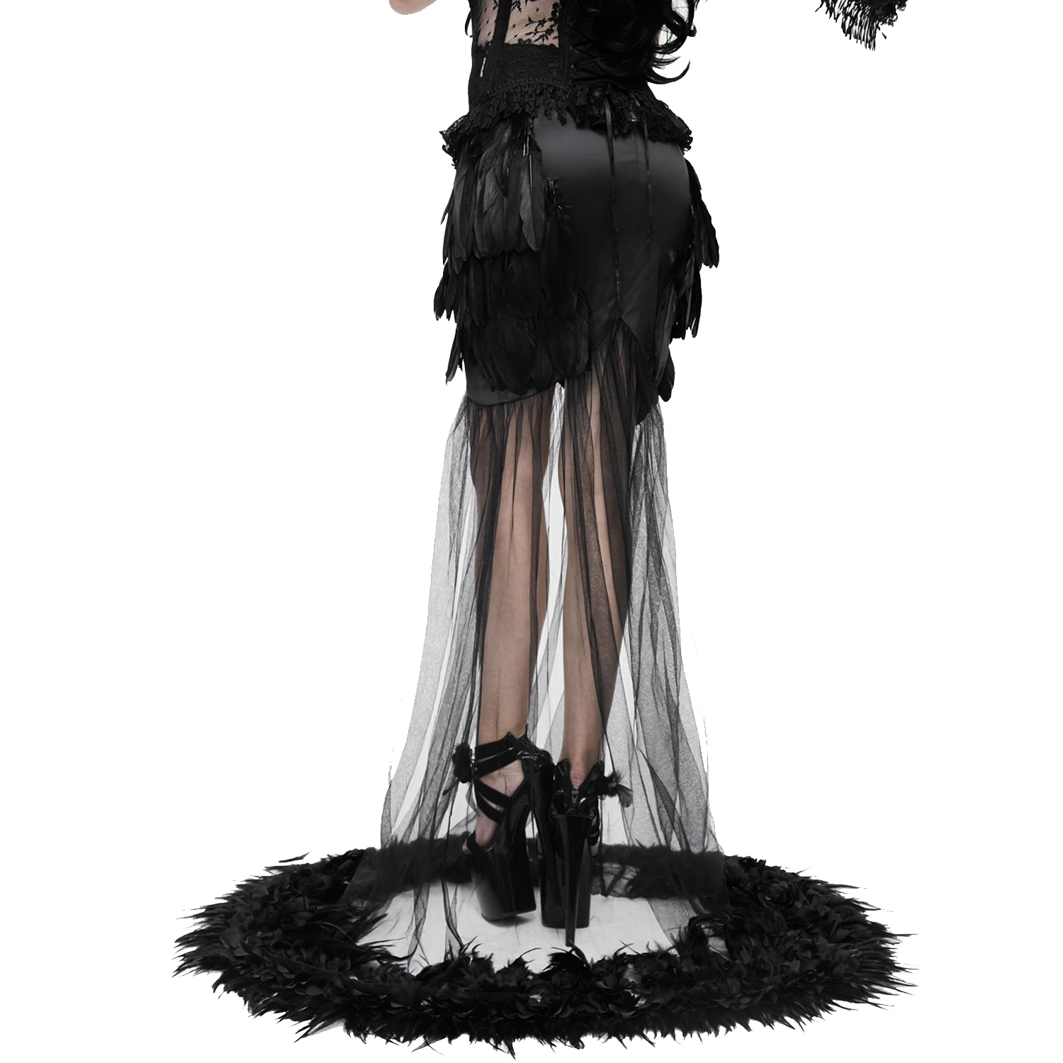 Jupe Sirène 'Black Feathers' Noire 8 Jupe Sirène 'Black Feathers' Noire – Image 6