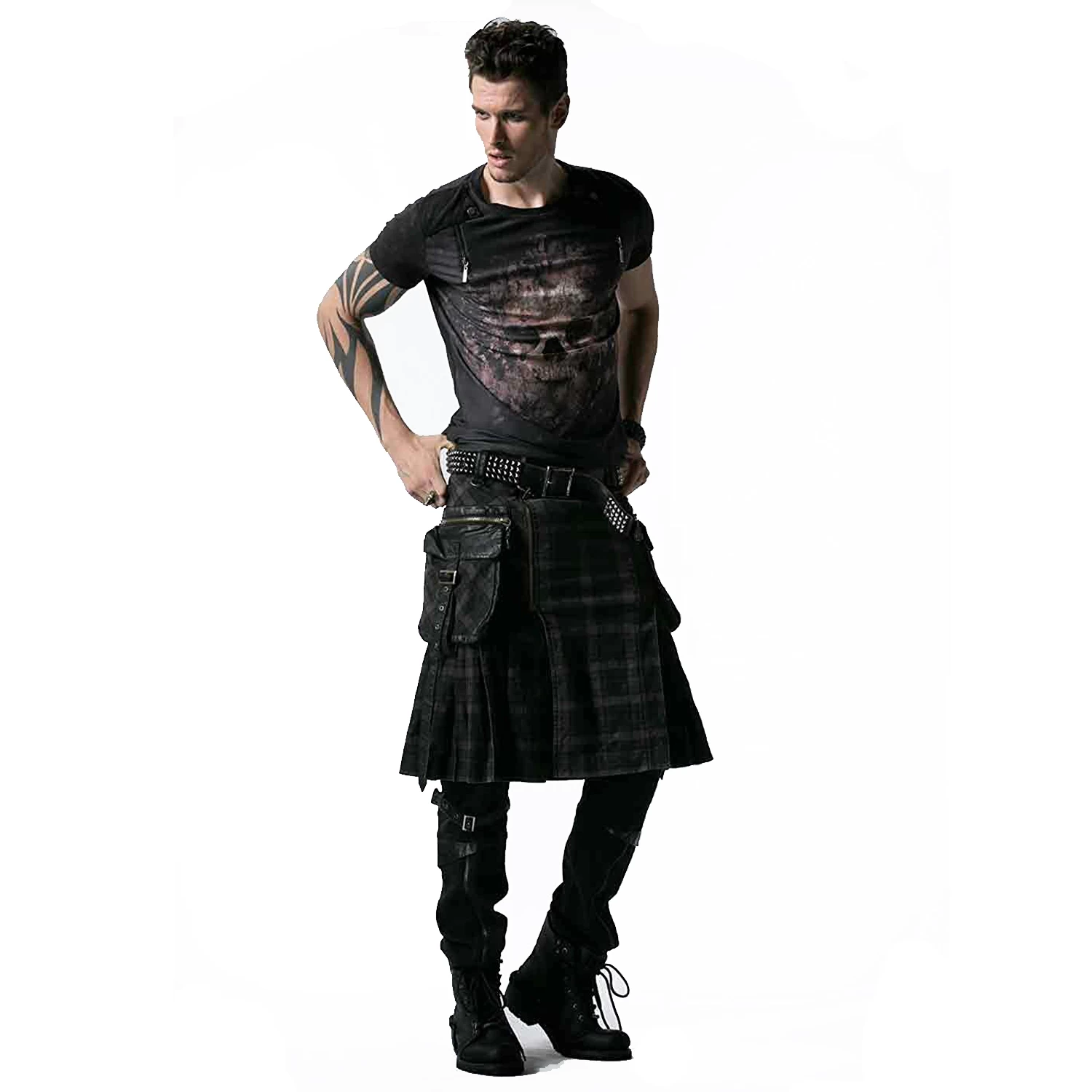 Kilt 'Bersek' En Tartan à Carreaux Marrons Et Noirs 9 Kilt 'Bersek' En Tartan à Carreaux Marrons Et Noirs – Image 7