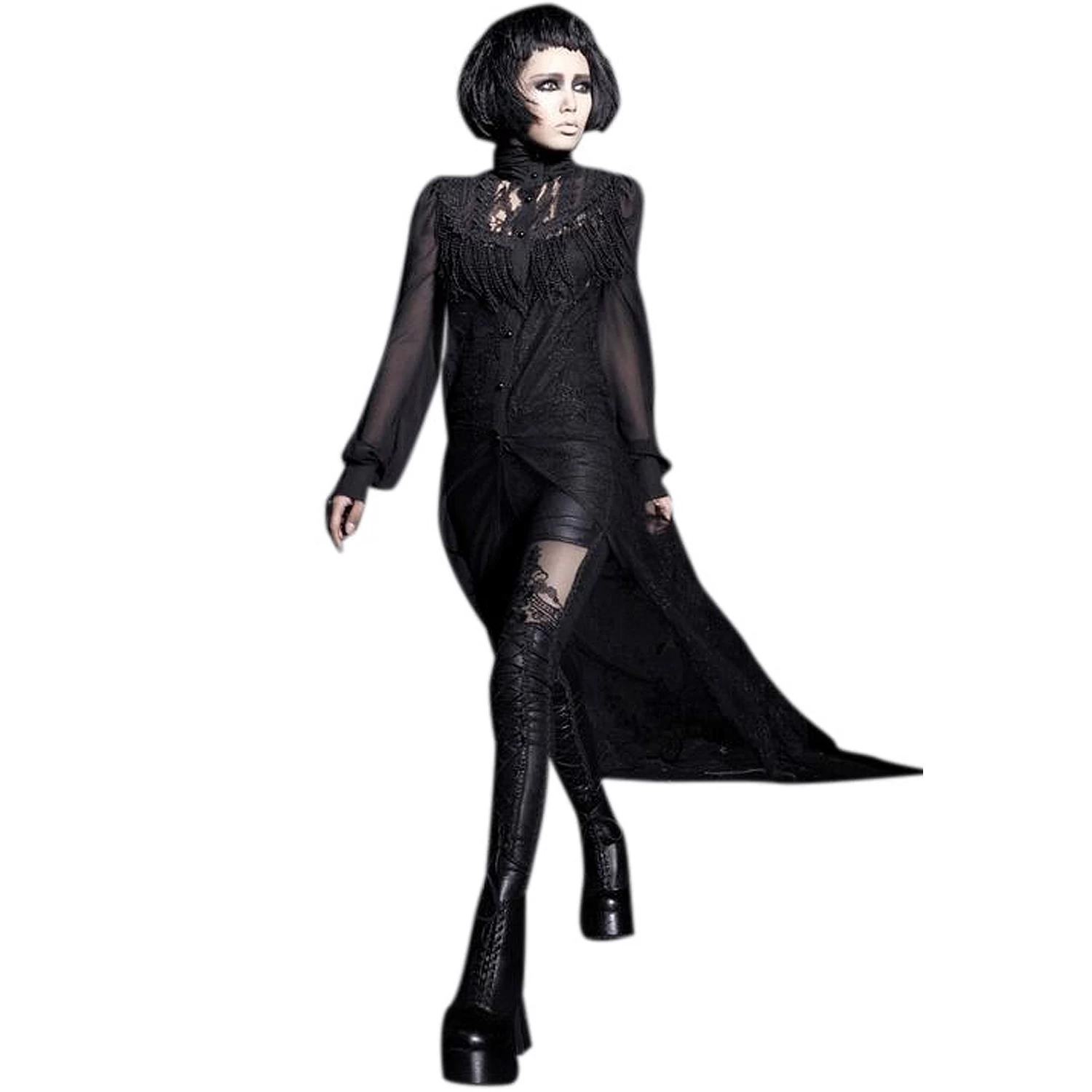 Long Top Transparent En Maille Et Mousseline 'Mystic... 4 Long Top Transparent En Maille Et Mousseline 'Mystic... – Image 2