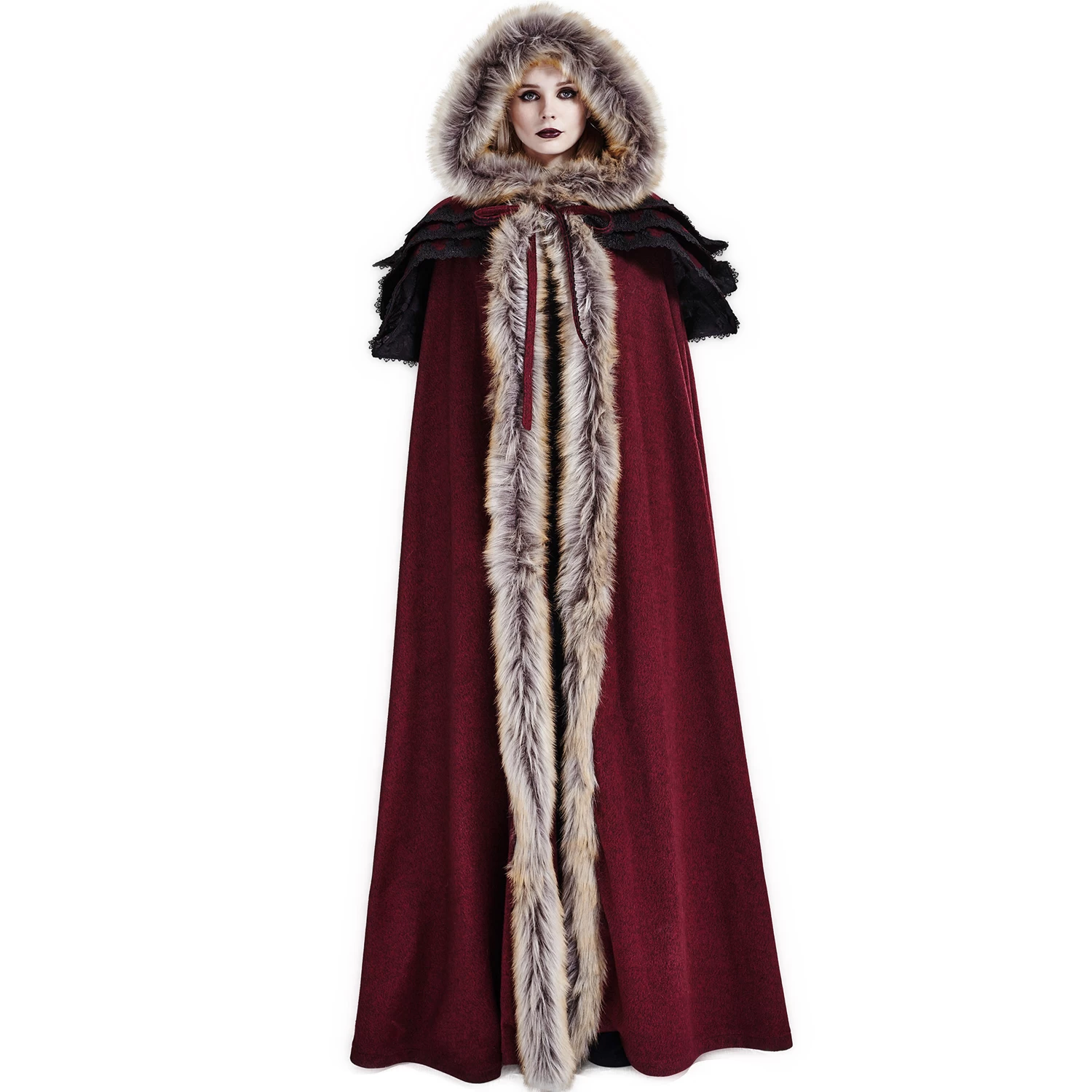 Longue Cape Pour Femmes 'Foxa' Rouge 4 Longue Cape Pour Femmes 'Foxa' Rouge – Image 2