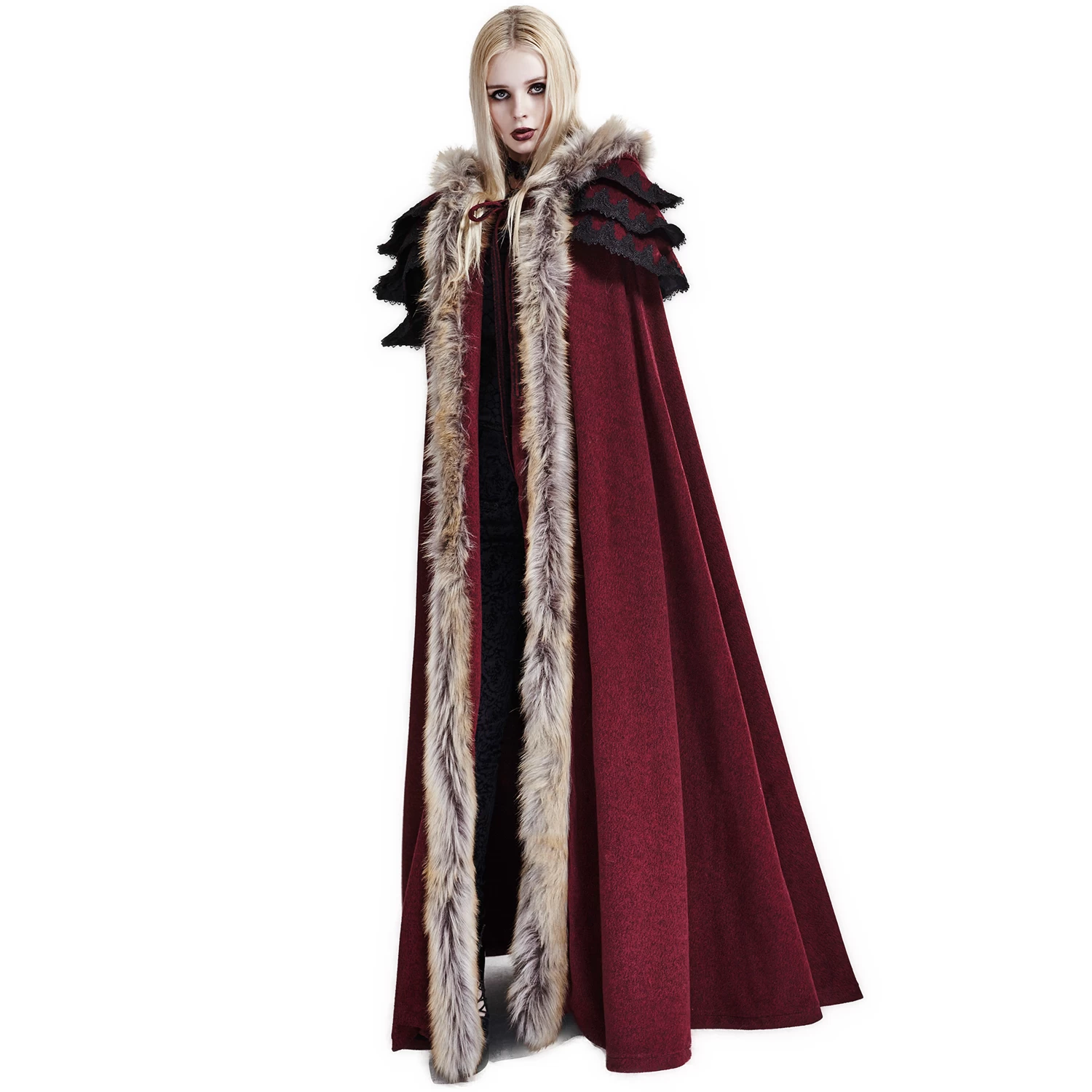 Longue Cape Pour Femmes 'Foxa' Rouge 7 Longue Cape Pour Femmes 'Foxa' Rouge – Image 5