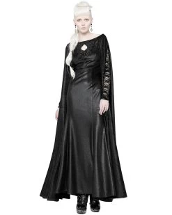 Longue Robe Cape Gothique 'Nightspell' Noire -Magasin De Mode longue robe cape gothique nightspell noire 4
