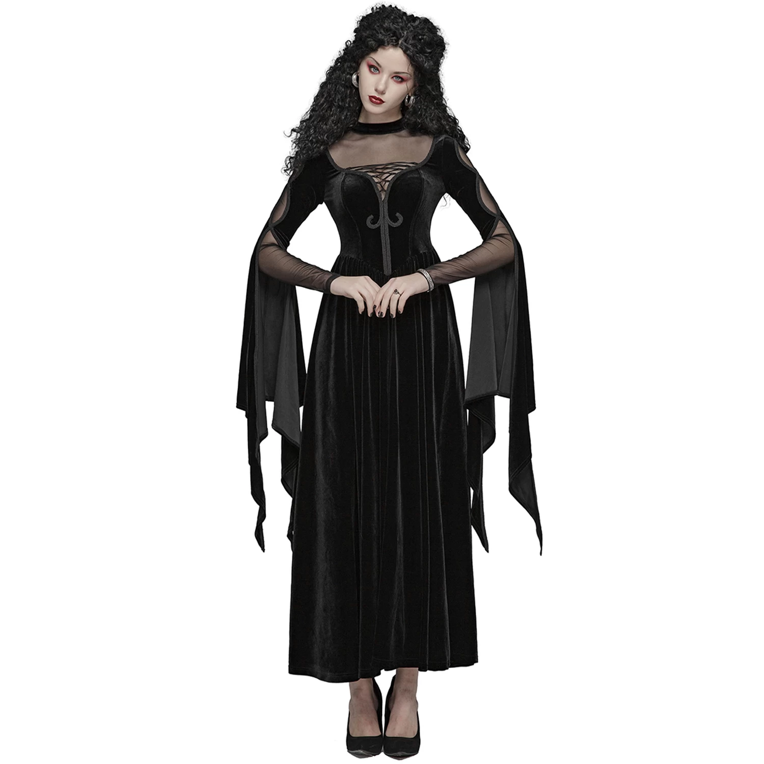 Longue Robe Gothique 'Princessa' Noire 4 Longue Robe Gothique 'Princessa' Noire â Image 2