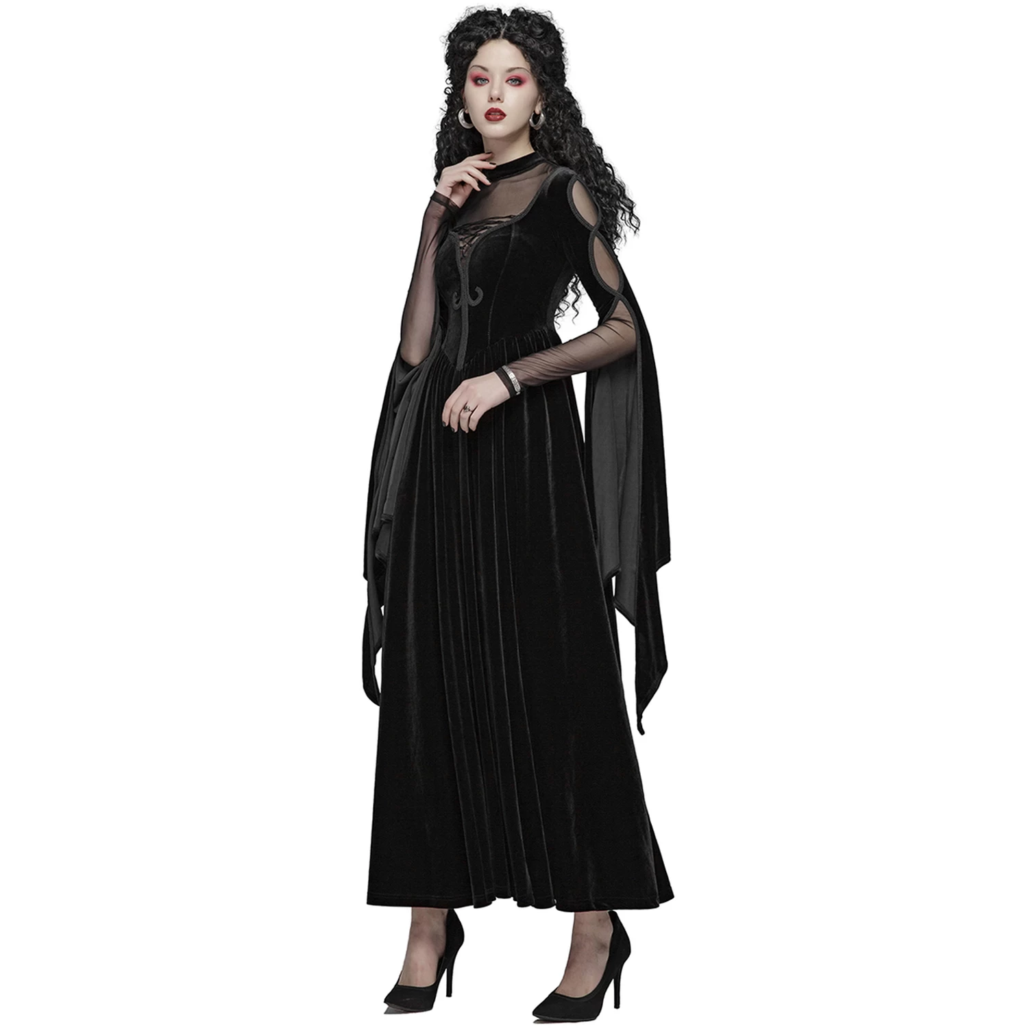 Longue Robe Gothique 'Princessa' Noire 6 Longue Robe Gothique 'Princessa' Noire â Image 4