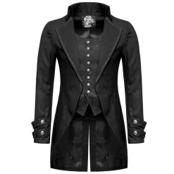 Longue Veste 'Black Cardinal' En Brocart Noir