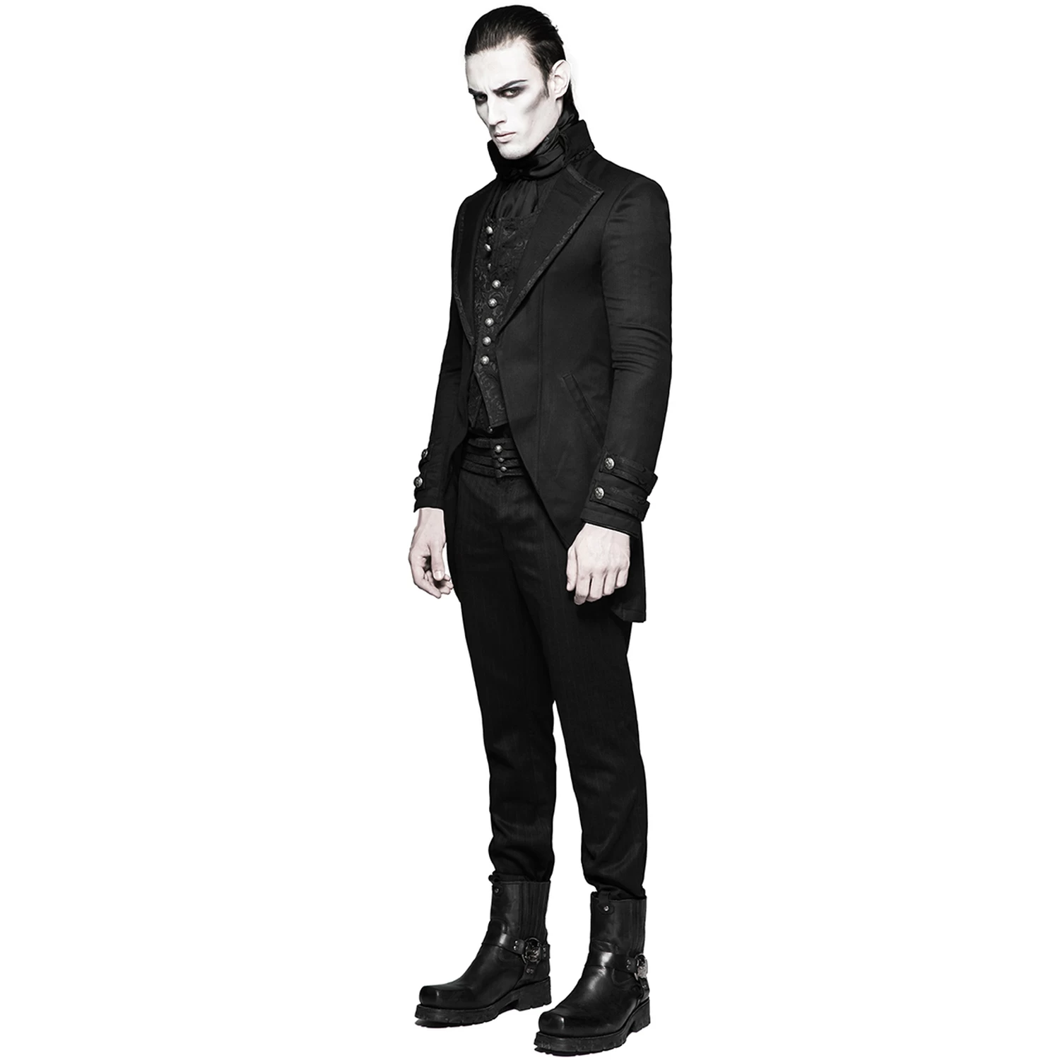 Longue Veste 'Black Cardinal' En Brocart Noir 7 Longue Veste 'Black Cardinal' En Brocart Noir – Image 5
