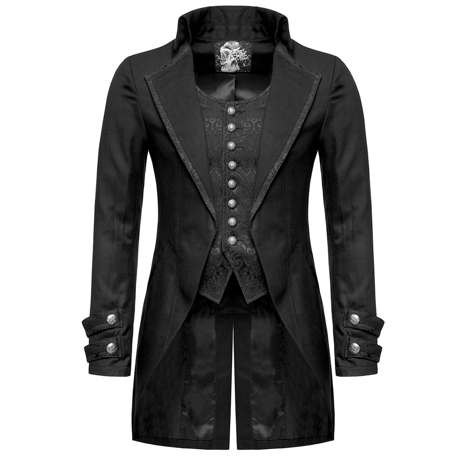 Longue Veste 'Black Cardinal' En Brocart Noir 3 Longue Veste 'Black Cardinal' En Brocart Noir