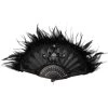 Éventail 'Drocku' Noir Avec Plumes -Magasin De Mode manchettes gothiques flower shaped noires