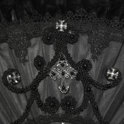 Éventail 'Drocku' Noir Avec Plumes -Magasin De Mode manchettes gothiques flower shaped noires 11