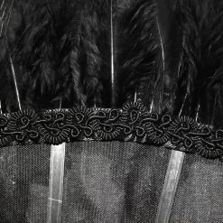 Éventail 'Drocku' Noir Avec Plumes -Magasin De Mode manchettes gothiques flower shaped noires 16