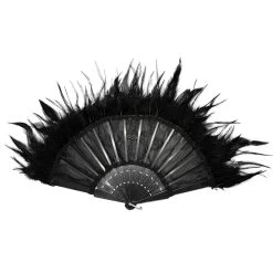 Éventail 'Drocku' Noir Avec Plumes -Magasin De Mode manchettes gothiques flower shaped noires 7