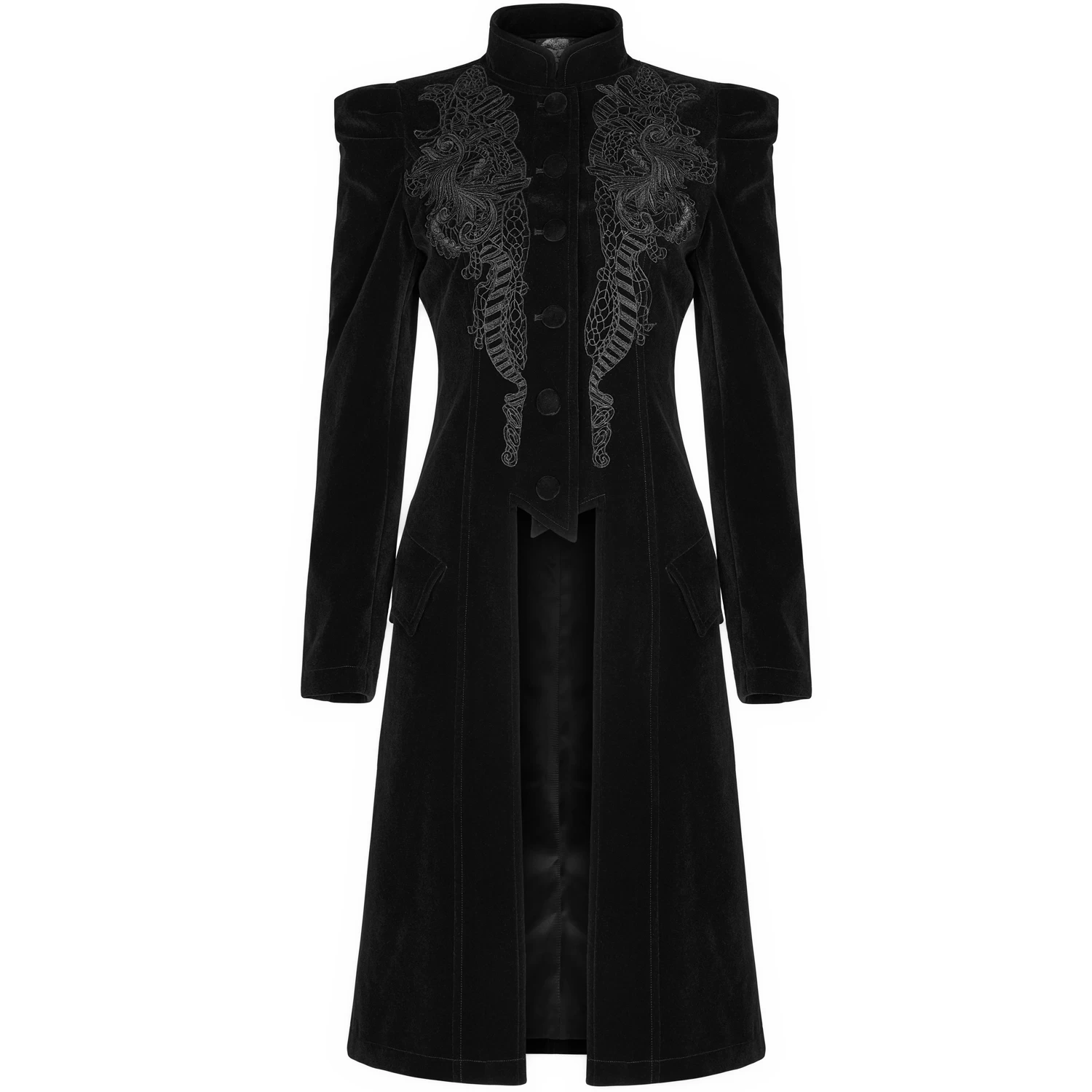Manteau Mi-Long 'Dark Doll' En Velours Noir 3 Manteau Mi-Long 'Dark Doll' En Velours Noir
