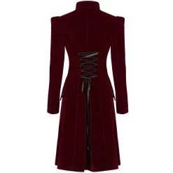 Manteau Mi-Long 'Dark Doll' En Velours Rouge -Magasin De Mode manteau mi long dark doll en velours rouge 11