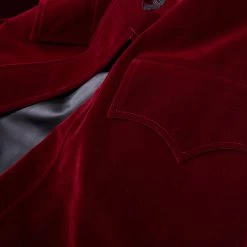 Manteau Mi-Long 'Dark Doll' En Velours Rouge -Magasin De Mode manteau mi long dark doll en velours rouge 13