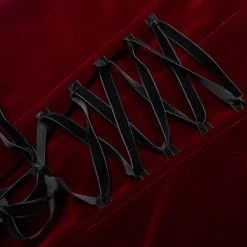 Manteau Mi-Long 'Dark Doll' En Velours Rouge -Magasin De Mode manteau mi long dark doll en velours rouge 14