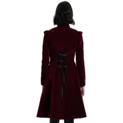 Manteau Mi-Long 'Dark Doll' En Velours Rouge -Magasin De Mode manteau mi long dark doll en velours rouge 2