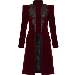 Manteau Mi-Long 'Dark Doll' En Velours Rouge