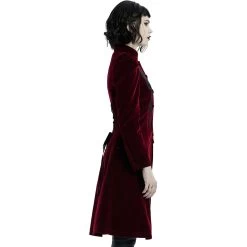Manteau Mi-Long 'Dark Doll' En Velours Rouge -Magasin De Mode manteau mi long dark doll en velours rouge 5