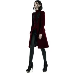 Manteau Mi-Long 'Dark Doll' En Velours Rouge -Magasin De Mode manteau mi long dark doll en velours rouge 7