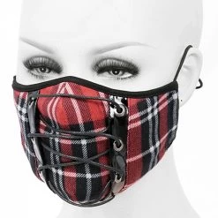 Masque En Tartan Rouge -Magasin De Mode masque en tartan rouge 2