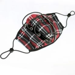 Masque En Tartan Rouge -Magasin De Mode masque en tartan rouge 3