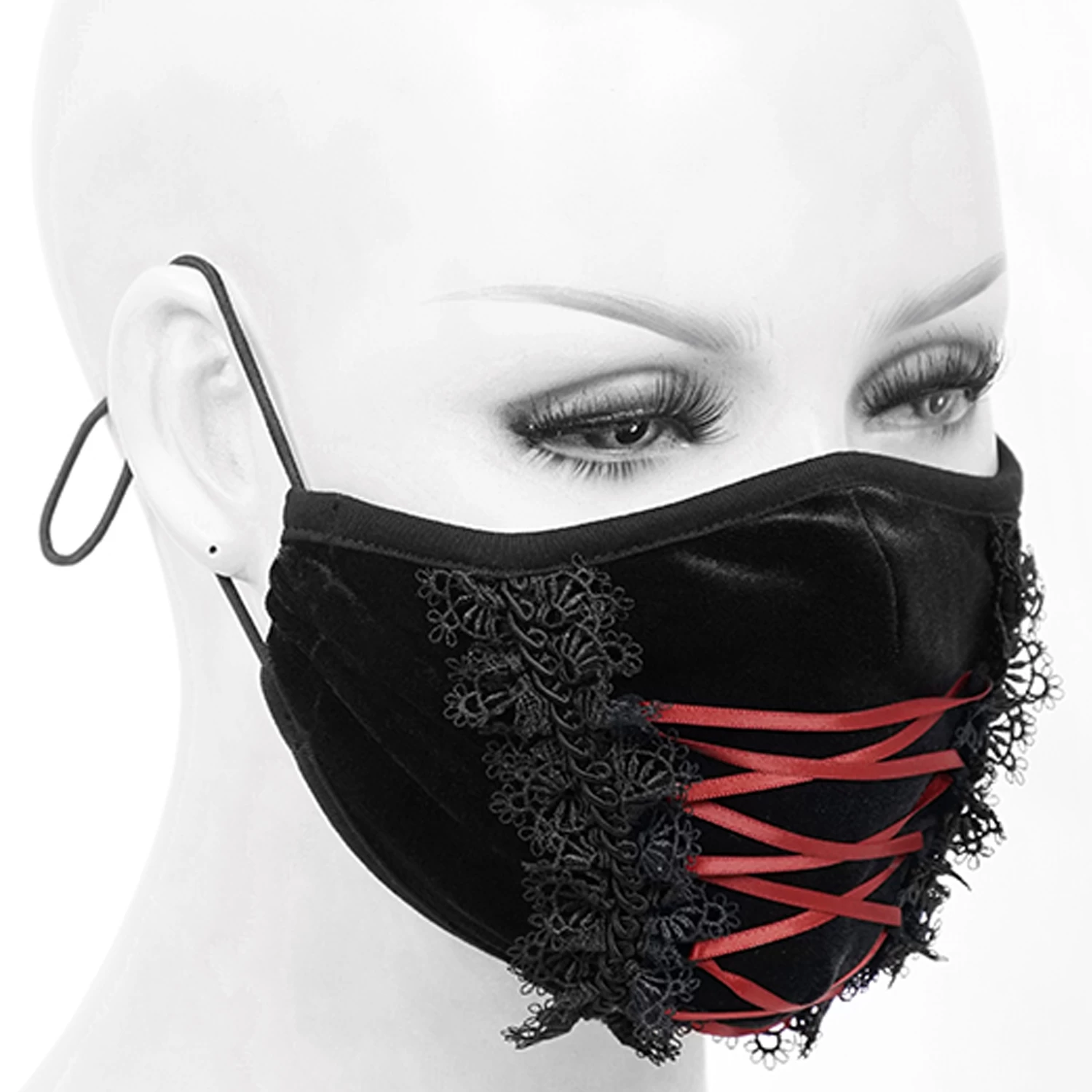 Masque En Velours Avec Broderies Noires 4 Masque En Velours Avec Broderies Noires – Image 2