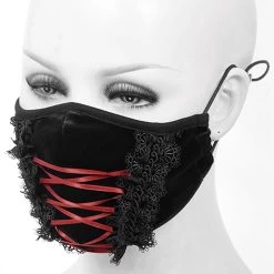 Masque En Velours Avec Broderies Noires 11 Masque En Velours Avec Broderies Noires -Magasin De Mode masque en velours avec broderies noires 2