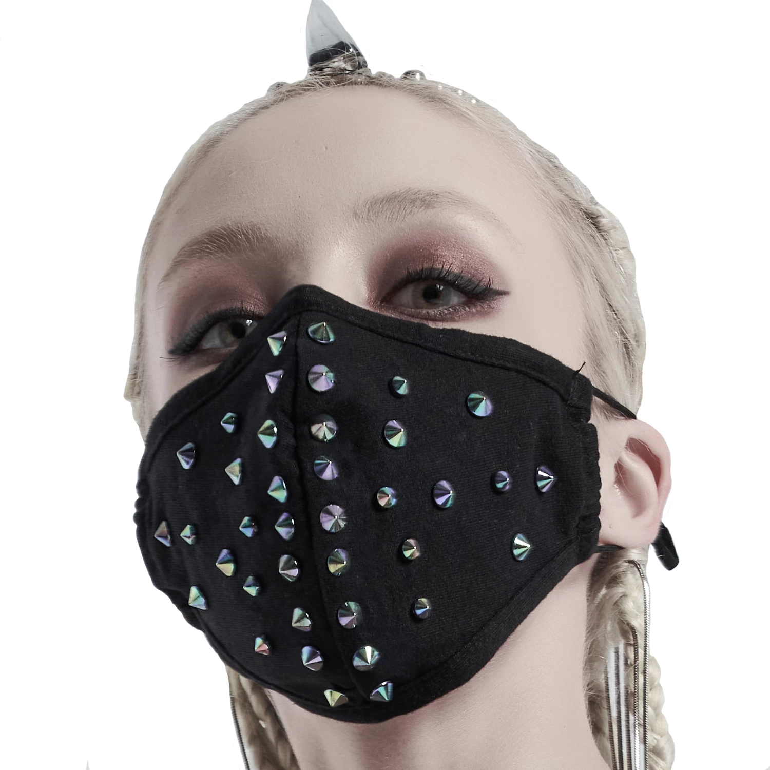 Masque 'Rebellion' Noir Avec Spikes Bleus 7 Masque 'Rebellion' Noir Avec Spikes Bleus – Image 5