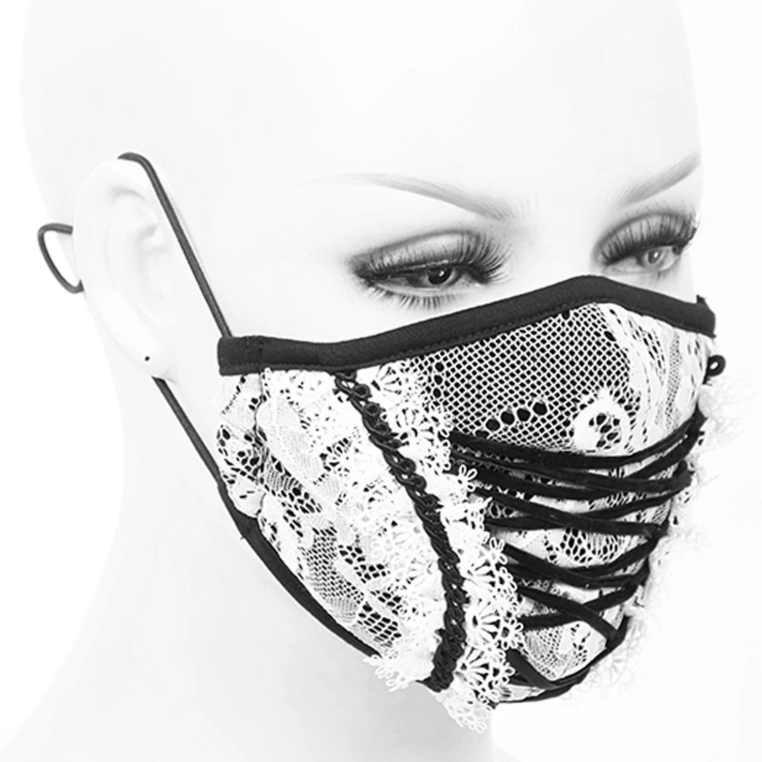 Masque 'White Lace' Blanc Et Noir 4 Masque 'White Lace' Blanc Et Noir – Image 2