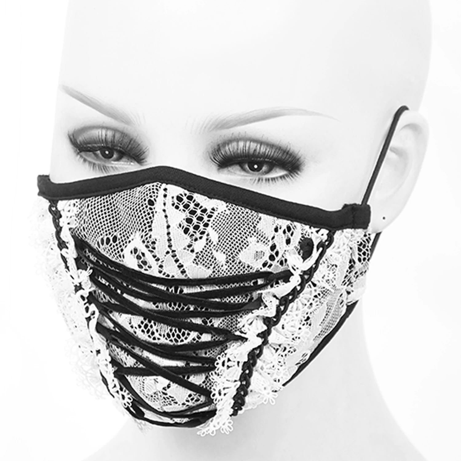 Masque 'White Lace' Blanc Et Noir 5 Masque 'White Lace' Blanc Et Noir – Image 3