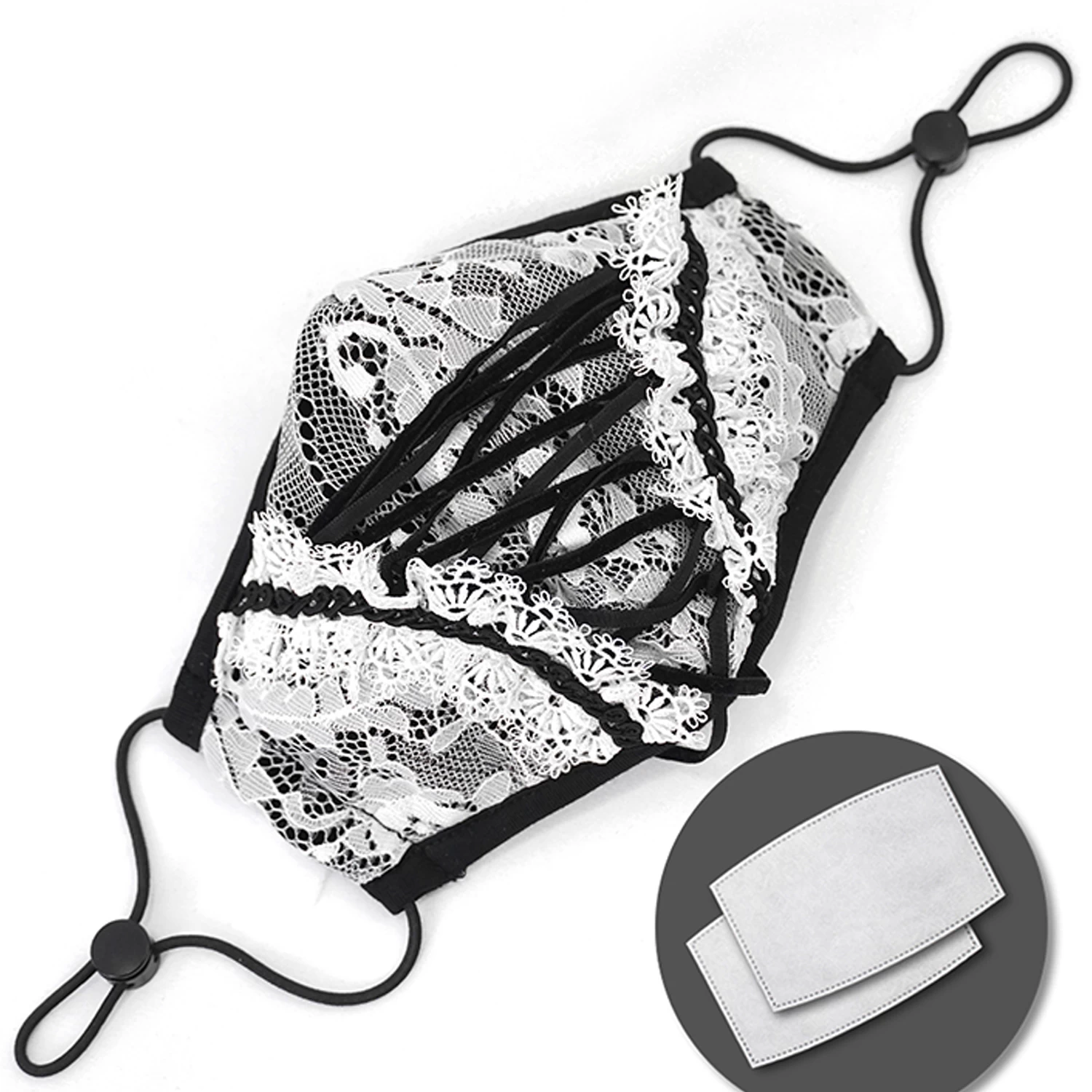 Masque 'White Lace' Blanc Et Noir 7 Masque 'White Lace' Blanc Et Noir – Image 5