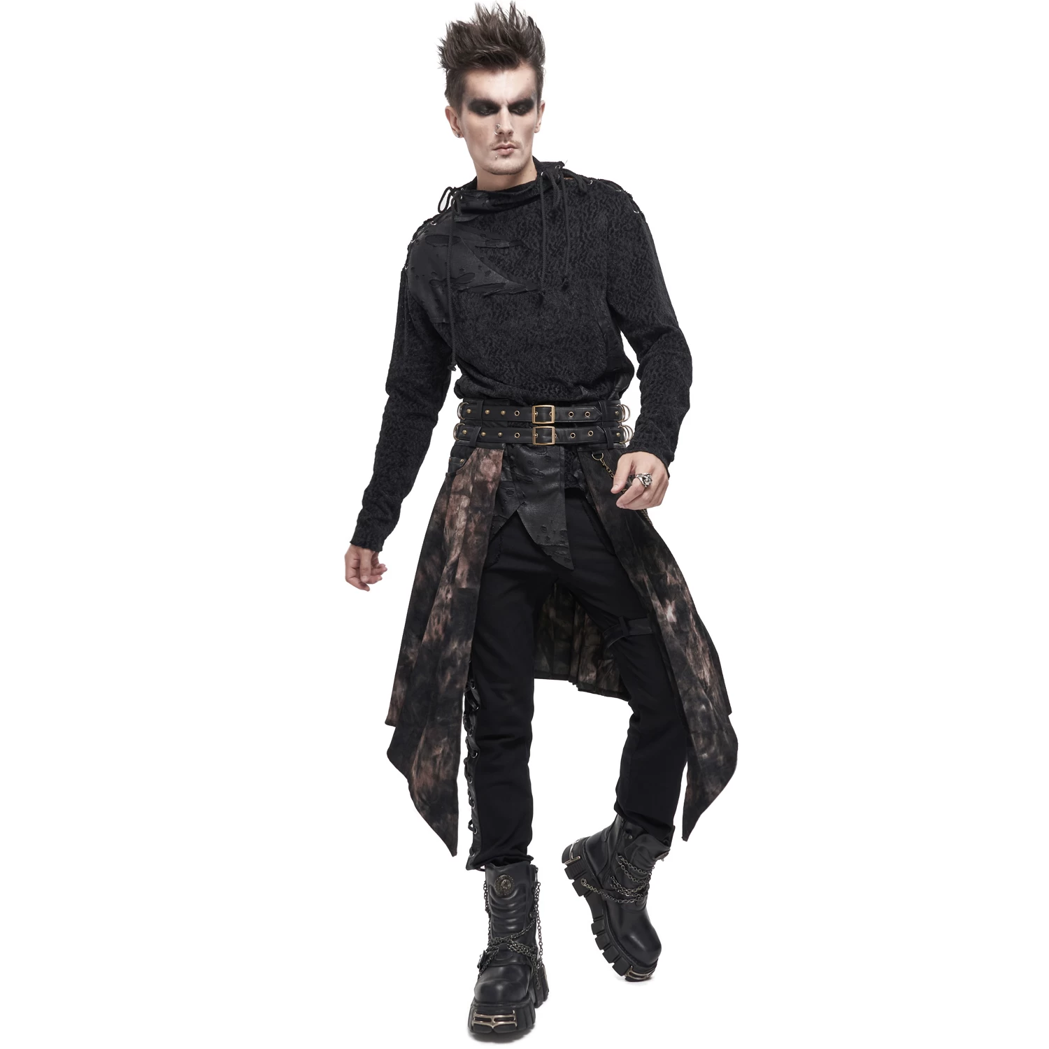 Mi-Jupe Kilt Asymétrique 'Taurus' Noire Et Cuivre 4 Mi-Jupe Kilt Asymétrique 'Taurus' Noire Et Cuivre – Image 2