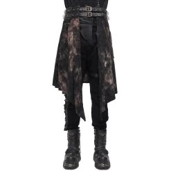 Mi-Jupe Kilt Asymétrique 'Taurus' Noire Et Cuivre