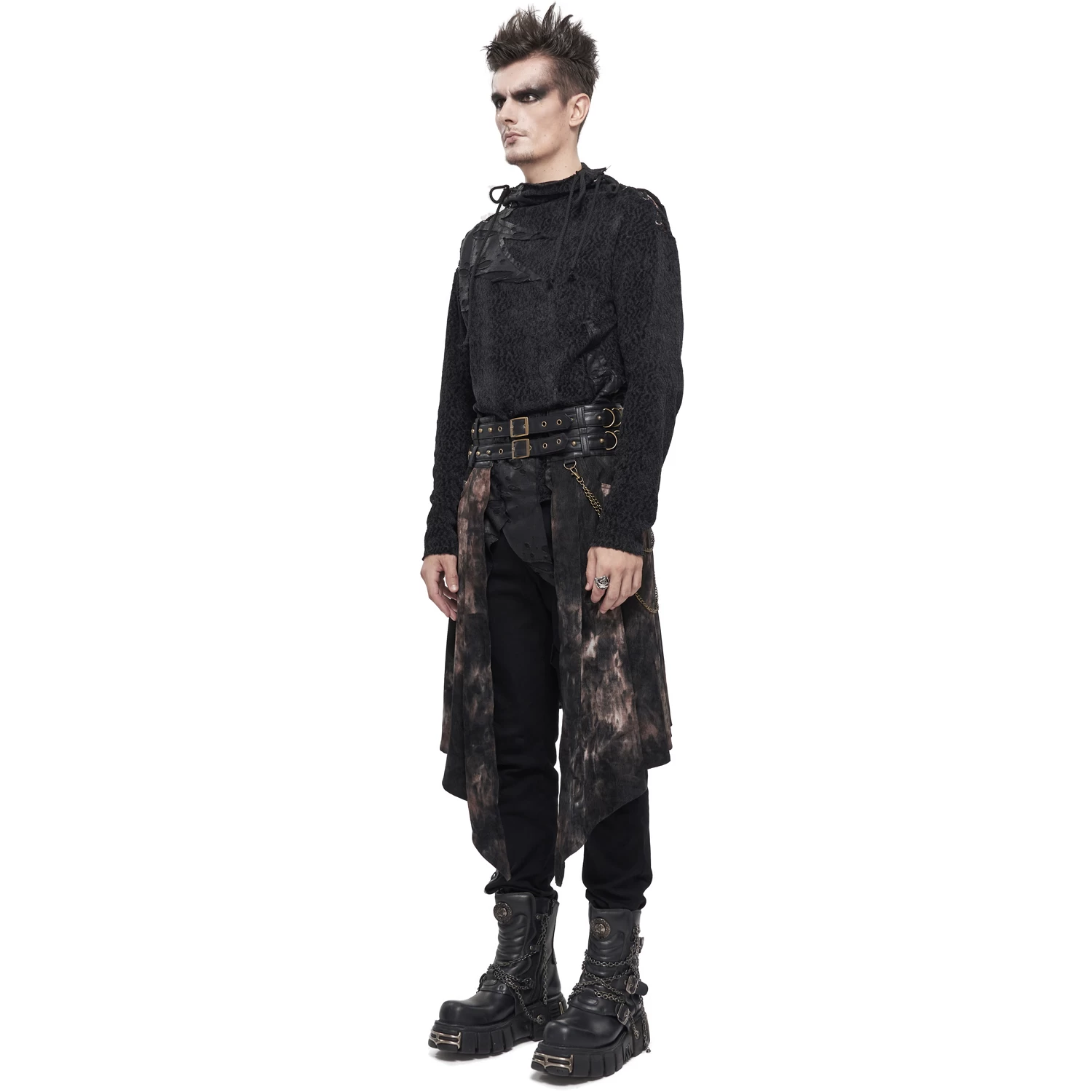Mi-Jupe Kilt Asymétrique 'Taurus' Noire Et Cuivre 6 Mi-Jupe Kilt Asymétrique 'Taurus' Noire Et Cuivre – Image 4