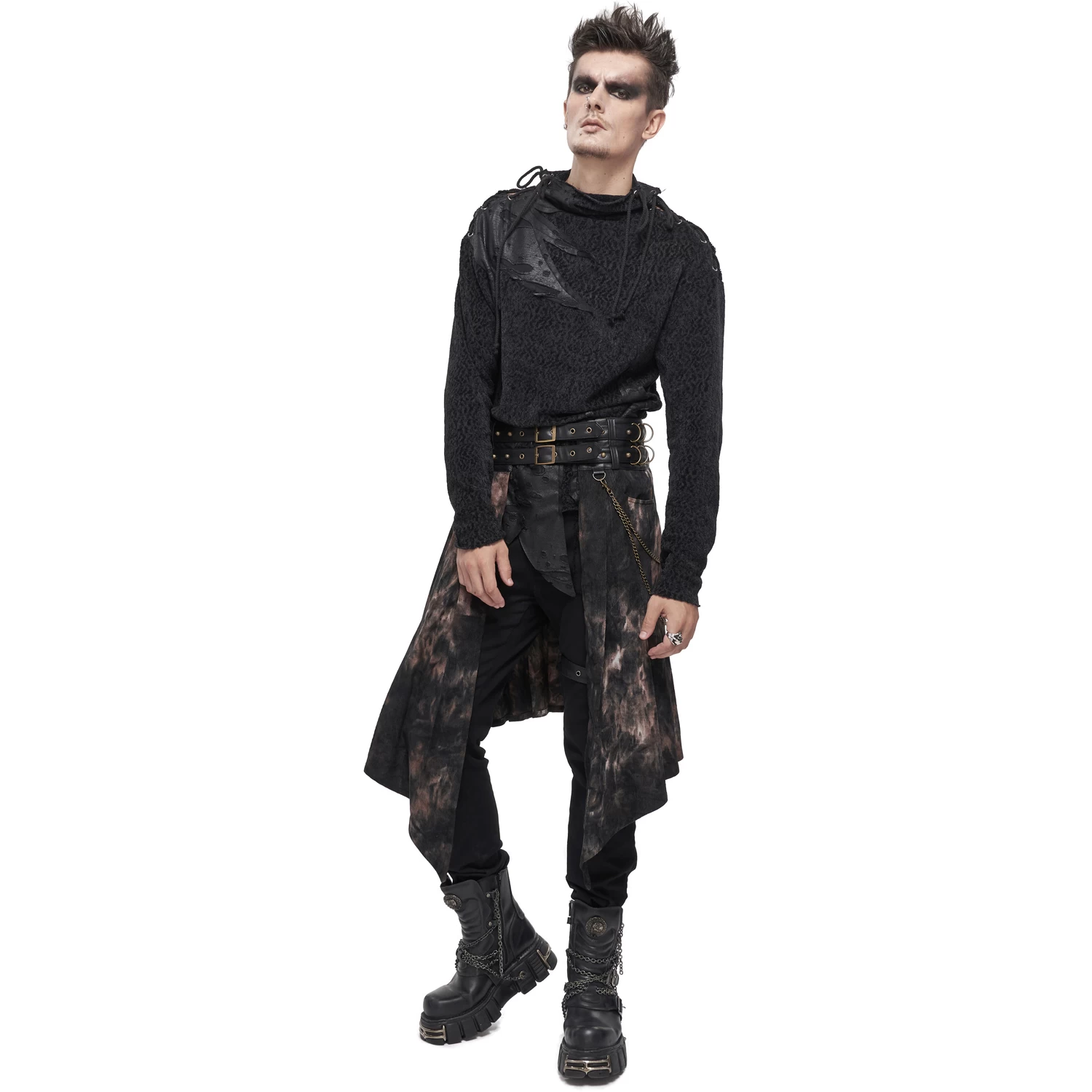 Mi-Jupe Kilt Asymétrique 'Taurus' Noire Et Cuivre 8 Mi-Jupe Kilt Asymétrique 'Taurus' Noire Et Cuivre – Image 6