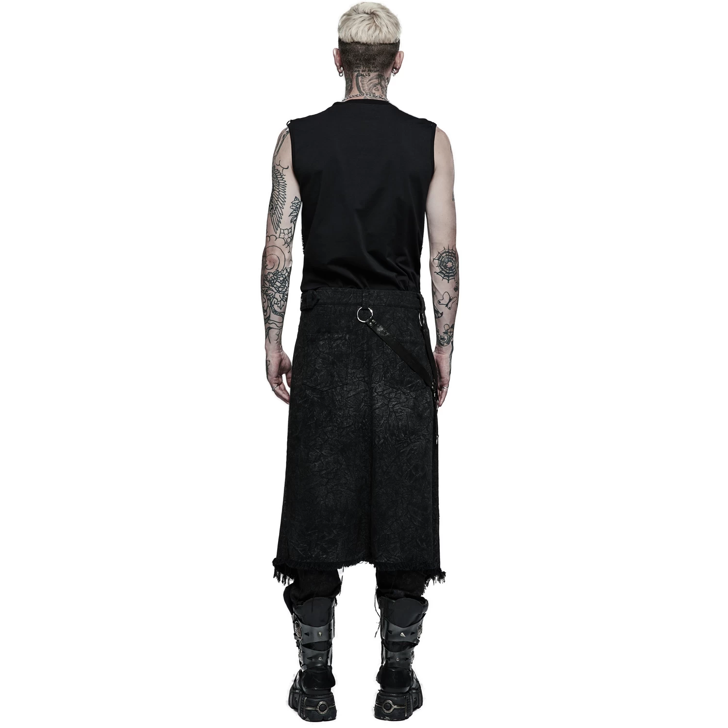 Mi-Jupe Kilt Pour Hommes 'Goth Stylish' Noire 5 Mi-Jupe Kilt Pour Hommes 'Goth Stylish' Noire – Image 3