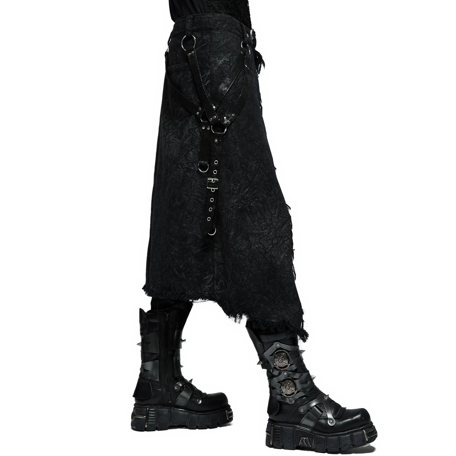 Mi-Jupe Kilt Pour Hommes 'Goth Stylish' Noire 9 Mi-Jupe Kilt Pour Hommes 'Goth Stylish' Noire – Image 7
