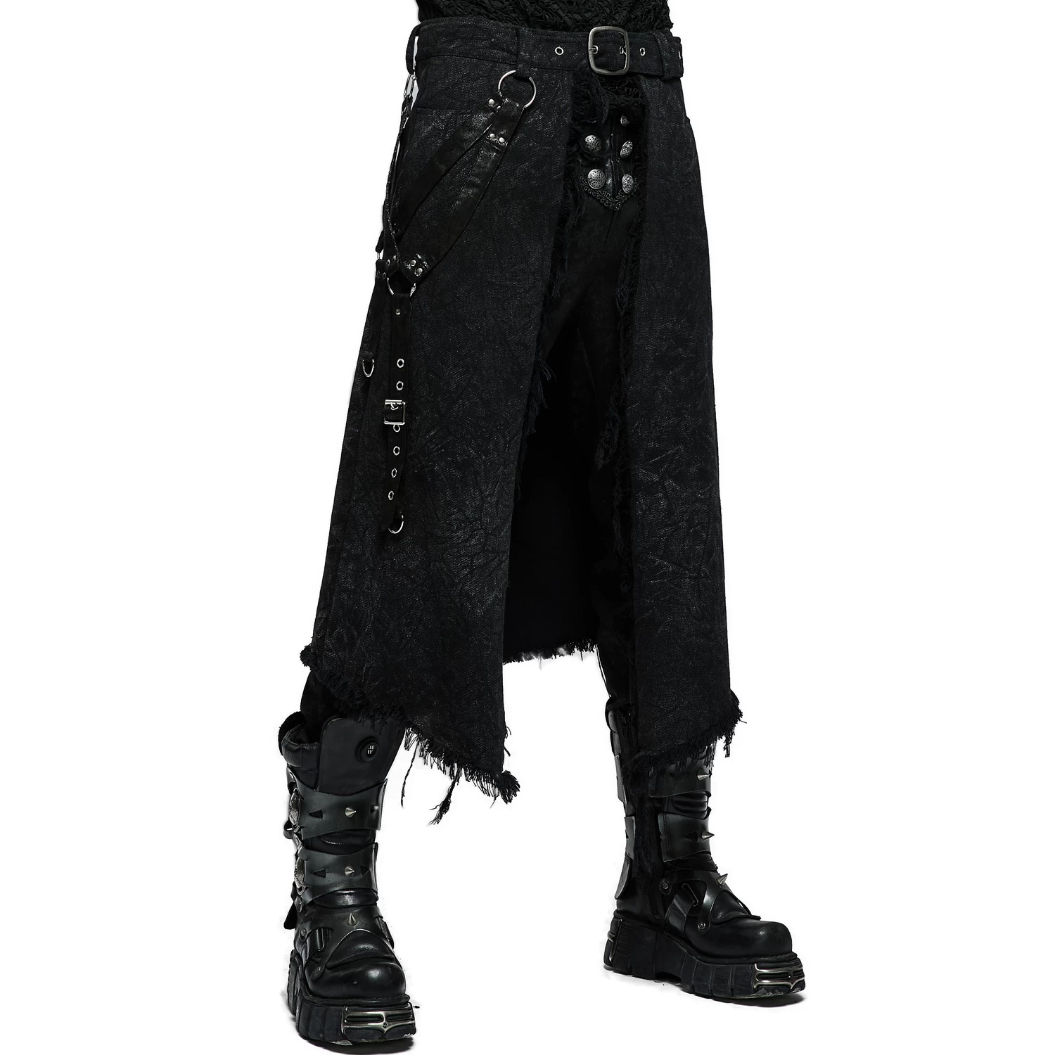 Mi-Jupe Kilt Pour Hommes 'Goth Stylish' Noire 3 Mi-Jupe Kilt Pour Hommes 'Goth Stylish' Noire
