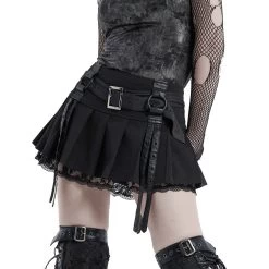 Mini Jupe Plissée 'Punk Decadent' Noire 31 Mini Jupe Plissée 'Punk Decadent' Noire -Magasin De Mode mini jupe plissee punk decadent noire 11