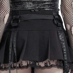 Mini Jupe Plissée 'Punk Decadent' Noire 36 Mini Jupe Plissée 'Punk Decadent' Noire -Magasin De Mode mini jupe plissee punk decadent noire 16