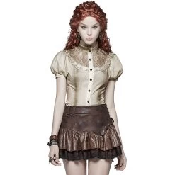 Mini-Jupe Steampunk 'Norra' Marron -Magasin De Mode mini jupe steampunk norra marron 2