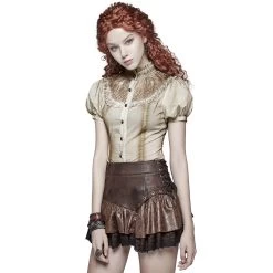 Mini-Jupe Steampunk 'Norra' Marron -Magasin De Mode mini jupe steampunk norra marron 4