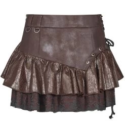 Mini-Jupe Steampunk 'Norra' Marron -Magasin De Mode mini jupe steampunk norra marron 6