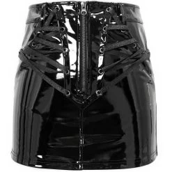 Mini Jupe 'Toxica' En Simili Cuir Noir -Magasin De Mode mini jupe toxica en simili cuir noir 12