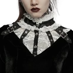 Mini Robe 'Ishtar' En Velours Noir Et Dentelle Blanche -Magasin De Mode mini robe ishtar en velours noir et dentelle blanche 10