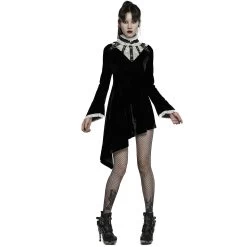 Mini Robe 'Ishtar' En Velours Noir Et Dentelle Blanche -Magasin De Mode mini robe ishtar en velours noir et dentelle blanche 4