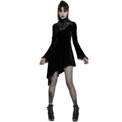 Mini Robe 'Ishtar' Noire En Velours Et Dentelle -Magasin De Mode mini robe ishtar noire en velours et dentelle 4