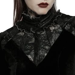 Mini Robe 'Ishtar' Noire En Velours Et Dentelle -Magasin De Mode mini robe ishtar noire en velours et dentelle 6