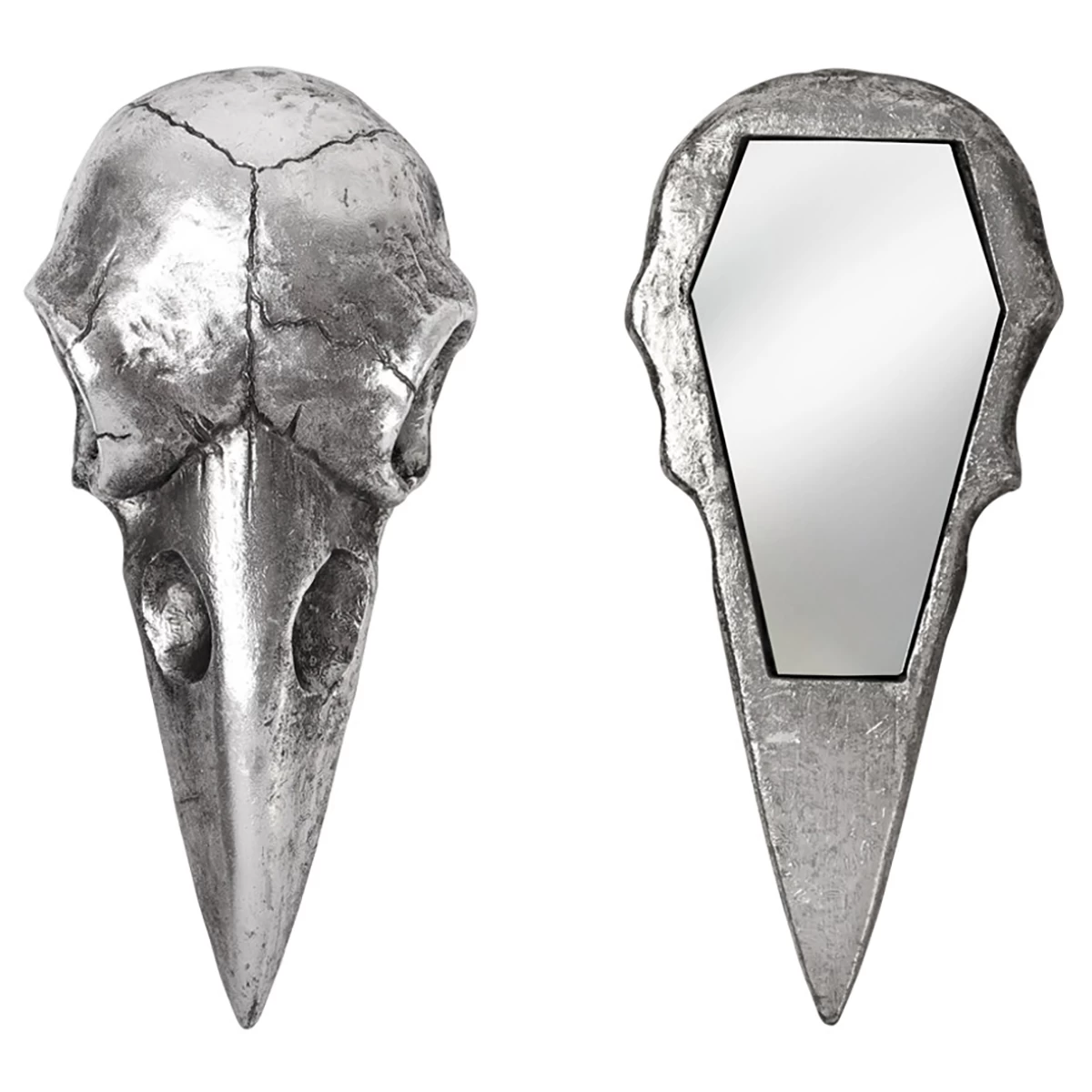 Miroir Compact 'Raven Skull' Argent Antique 5 Miroir Compact 'Raven Skull' Argent Antique â Image 3