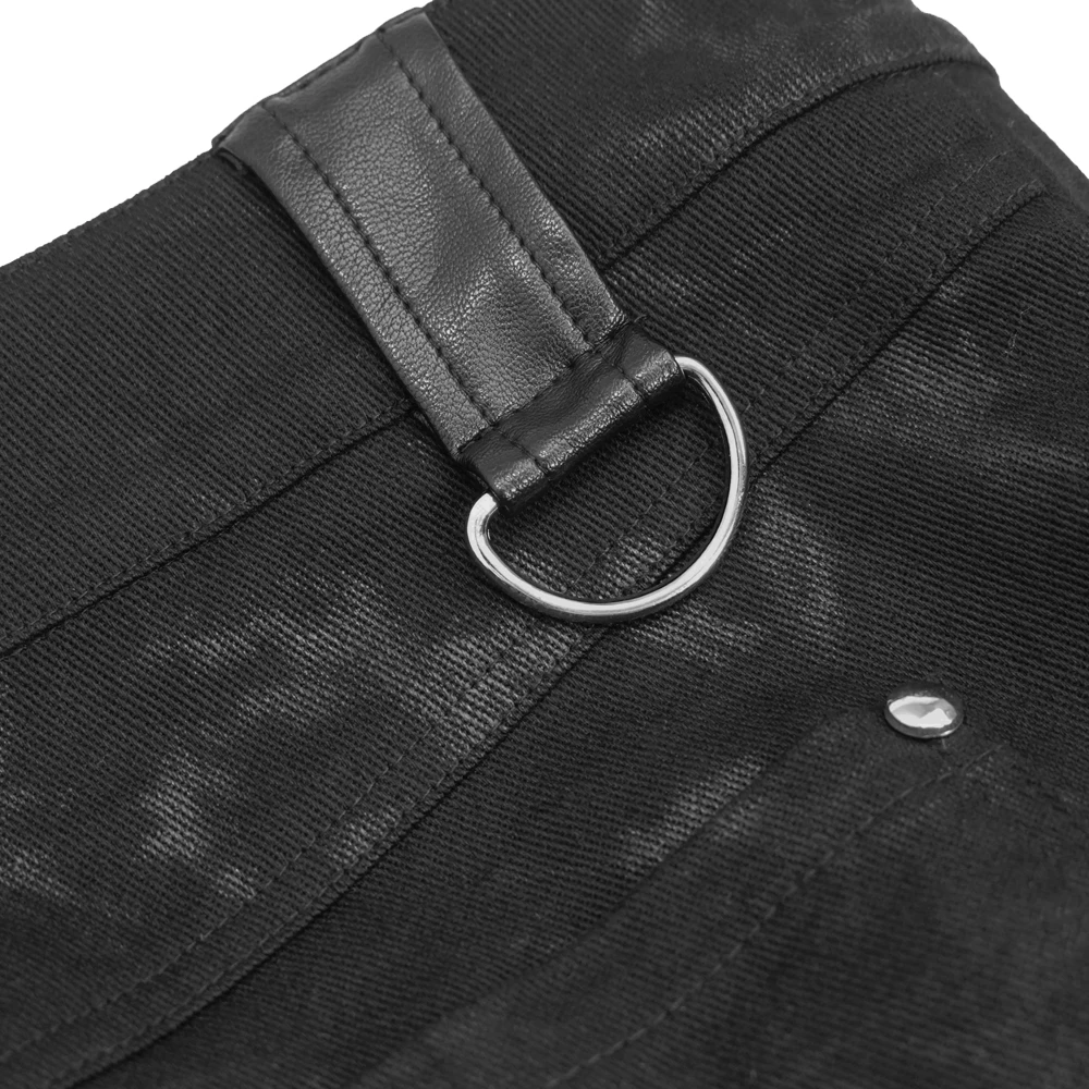 Pantalon 'Haboolm' En Jean Et Simili Cuir Noirs 15 Pantalon 'Haboolm' En Jean Et Simili Cuir Noirs â Image 13